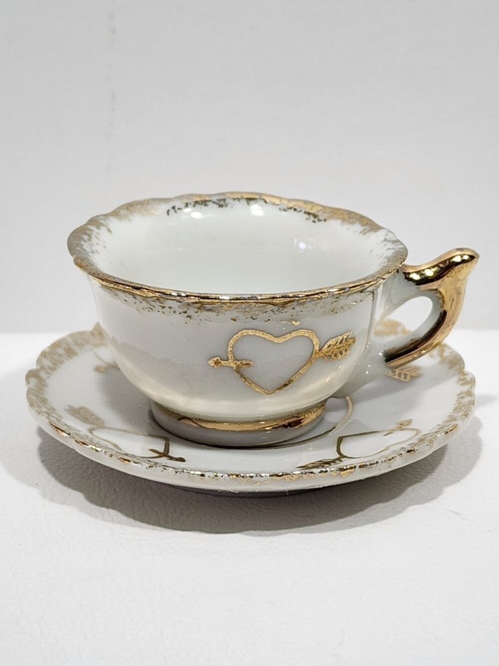 Just Married Handpainted w.Gold Made in Japan Mini Cup & Saucer RARE DISC ANT